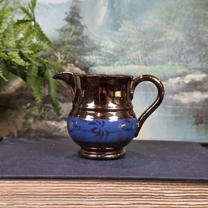 Vintage Blue and Bronze Pitcher